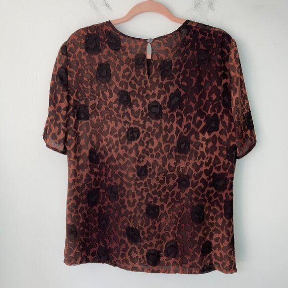 Escada Vintage Womens Blouse Size 10 Brown Leopard Animal Print Silk Blend - Picture 9 of 9